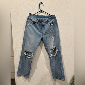Levis 501 Jeans Womens Blue 90s Straight Button Fly High Rise Light Wash Y2k mom